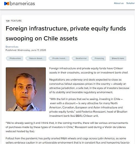 Foreign infrastructure, private equity funds swooping on Chile assets